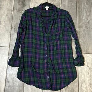 Forever 21 plaid long sleeve button down shirt women’s extra small
